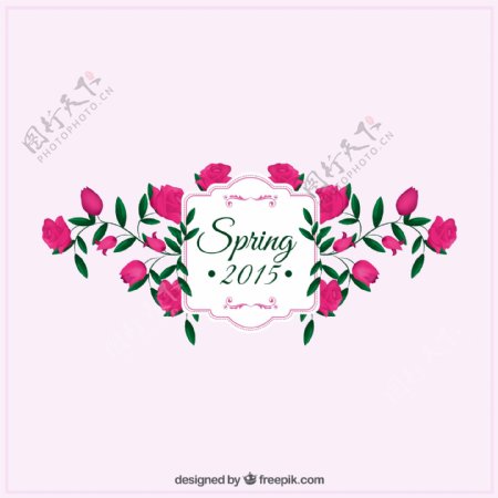 2015春季玫瑰花标签矢量图