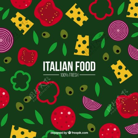 意大利食品配料的背景