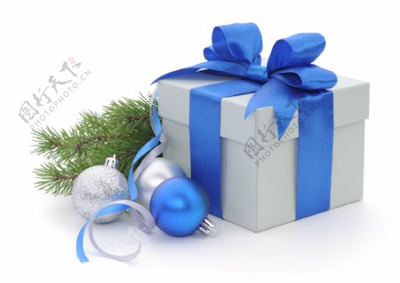 圣诞球与礼物盒图片