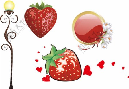 卡通路灯心形草莓爱心