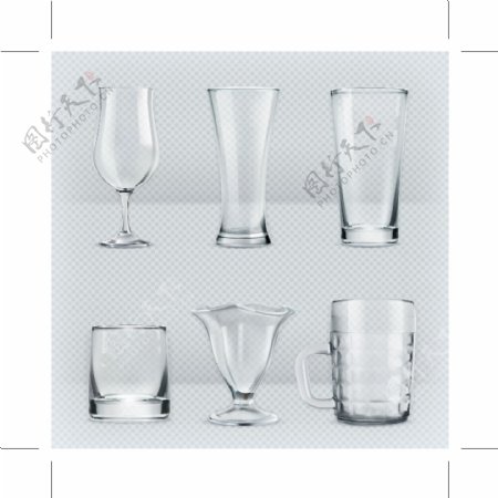 透明玻璃杯矢量素材