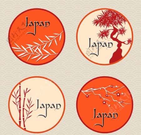 日本元素圆形徽章设计