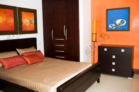 橙色卧室设计图片