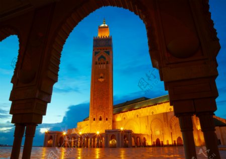 摩洛哥建筑夜景图片