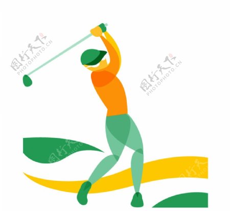 抽象彩色高尔夫球手矢量图