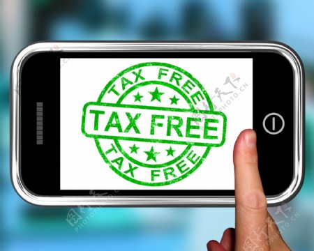 免税的智能手机上显示的免税