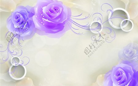 紫色花朵背景墙图片