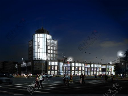 夜景商业综合楼图片