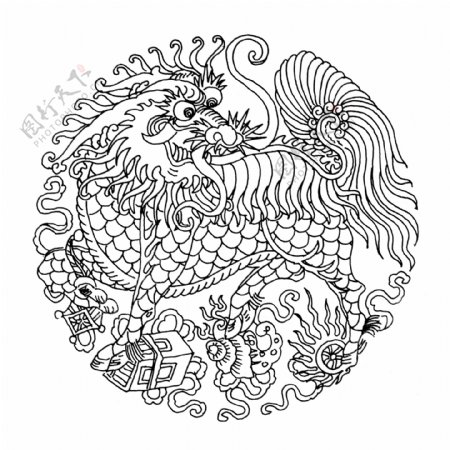 瑞兽纹样传统图案0129