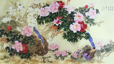 油画花卉背景墙