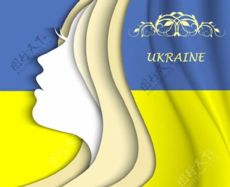 乌克兰女子侧脸矢量素材下载