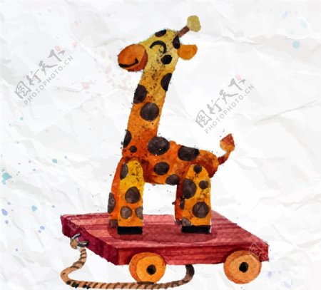 带车轮的长颈鹿玩偶矢量图
