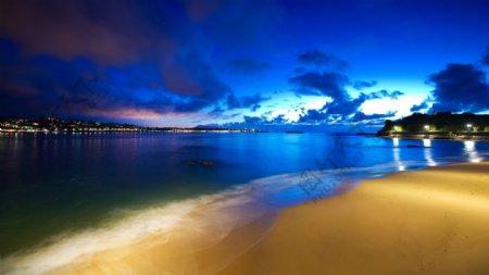 傍晚海滩风景图片