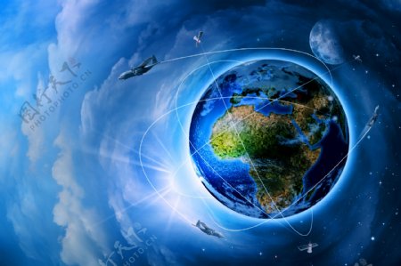飞机路线和地球