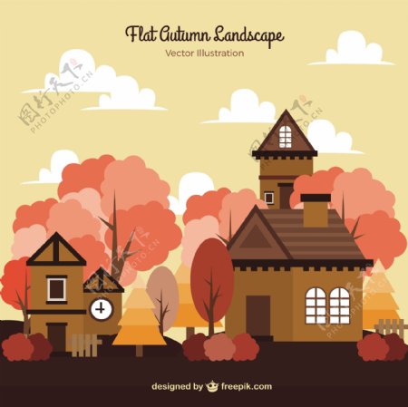 秋天的背景与房屋