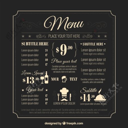 创意餐厅菜单矢量素材