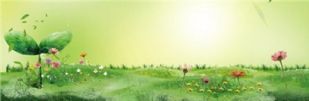 清新绿色草地春季海报