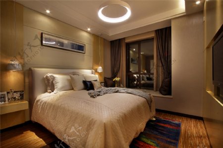 现代时尚卧室大床设计图