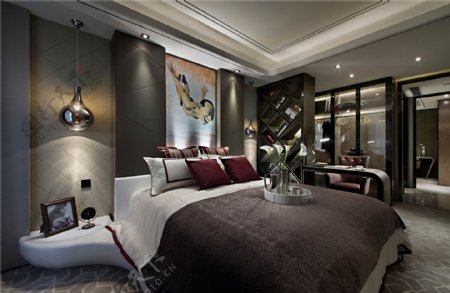 现代时尚卧室大床设计图