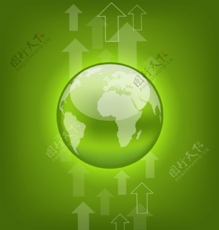 绿色地球和箭头