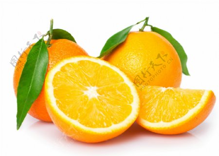 绿色营养鲜嫩橙子高清空白图片下载