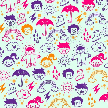 卡通人物雨伞图案设计