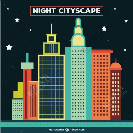 夜晚的城市高楼大厦