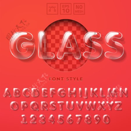 透明玻璃字母