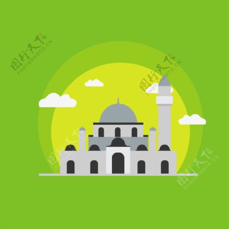 伊斯兰开斋节清真寺绿色背景