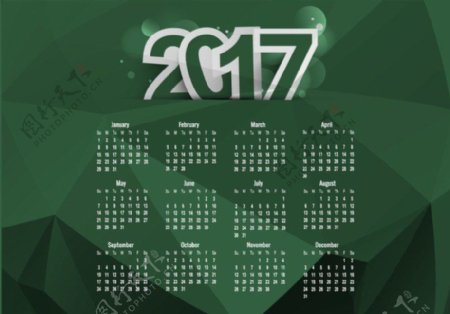 2017个月和日期的日历