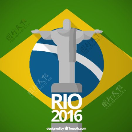 与巴西国旗背景的redemmer