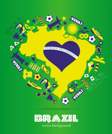 绿色巴西地图背景