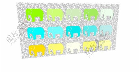 创意大象图形景观墙SU草图skp模型