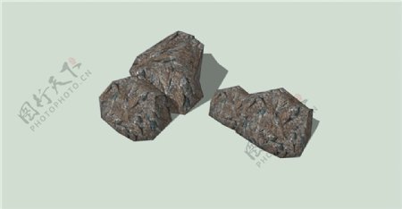 岩石石头SU草图skp模型