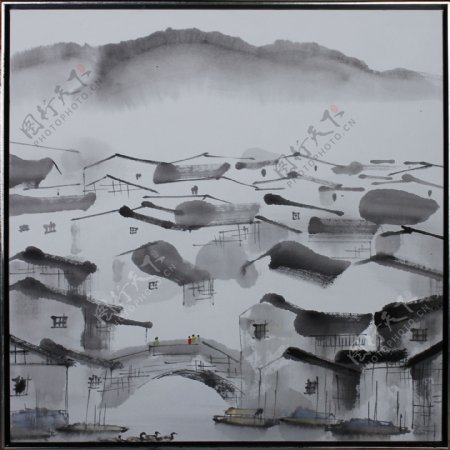 山村风景中国画