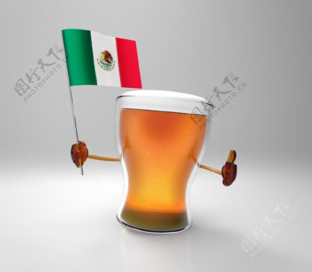 墨西哥国旗与啤酒