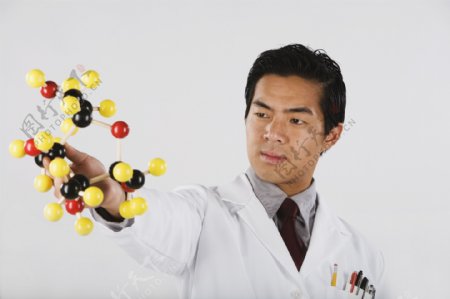 手拿化学结构的科学家图片