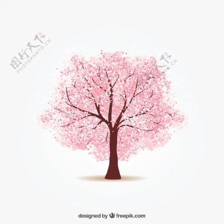 粉色樱花树设计矢量素材图片