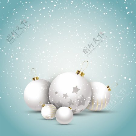用白色球圣诞装饰背景