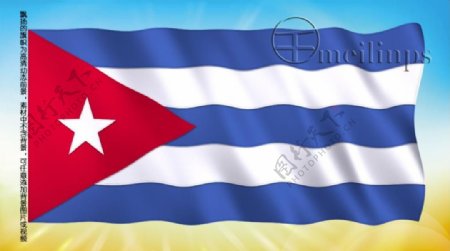 动态前景旗帜飘扬047古巴国旗