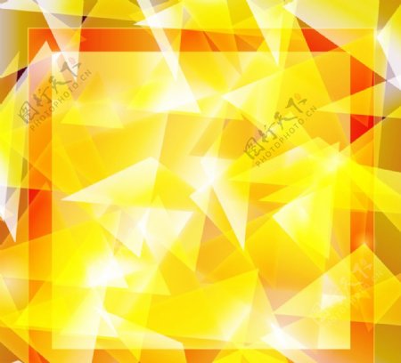 黄色三角形叠影背景矢量素材