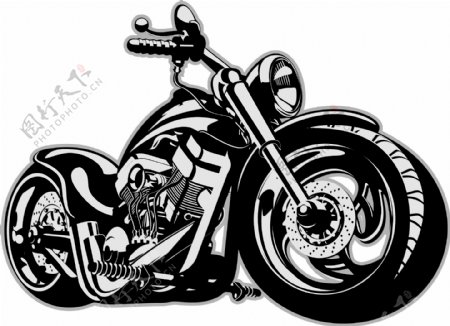 酷黑老式摩托车插图设计