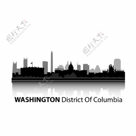 华盛顿建筑剪影设计