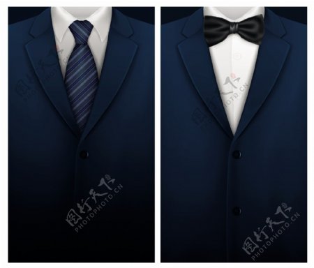 深蓝色西装和领带