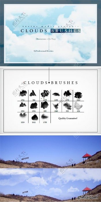 高品质蓝天白云效果高空云朵PS笔刷下载