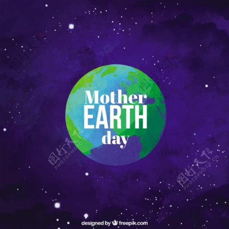 地球母亲日背景与水彩画