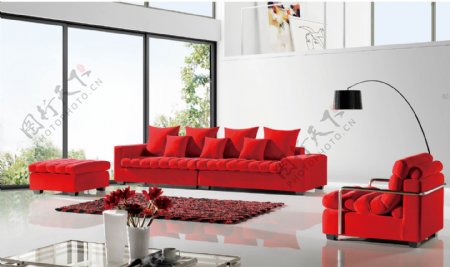 大红色沙发设计