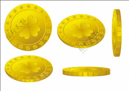 黄金三叶草的硬币集