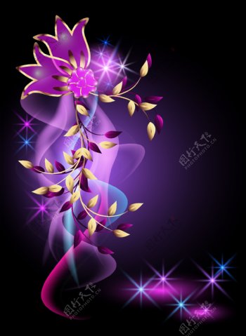 紫色花朵设计素材