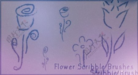 水彩花朵装饰效果PS笔刷